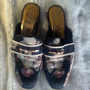 Ted Baker Blue and Pink Mules with Metallic Detail